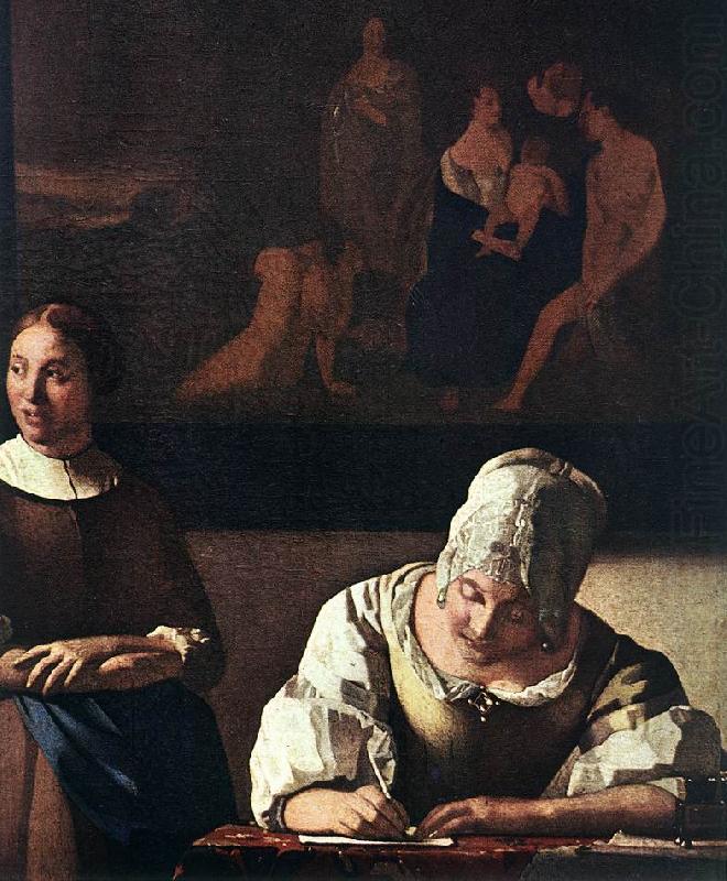 VERMEER VAN DELFT, Jan Lady Writing a Letter with Her Maid (detail) set china oil painting image